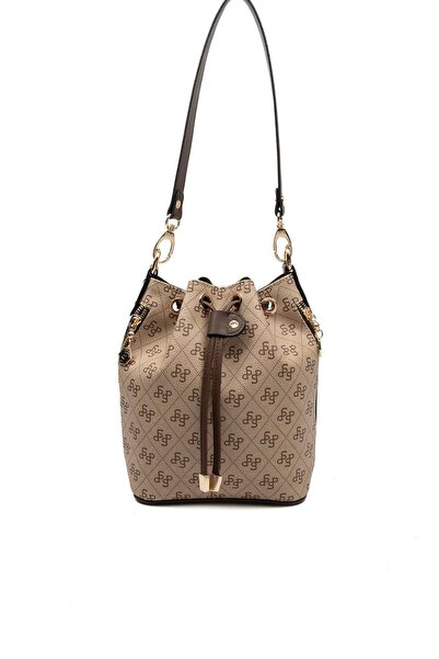 Silver Polo Dark Beige - Brown Monogram Women's Shoulder Bag Sp1137