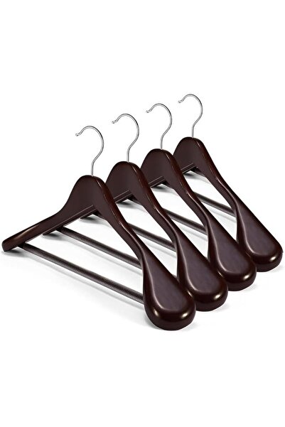 House Day 4-Pack High-Grade Coat Hangers, Cherry Wood Wide Shoulder Wooden Ha...