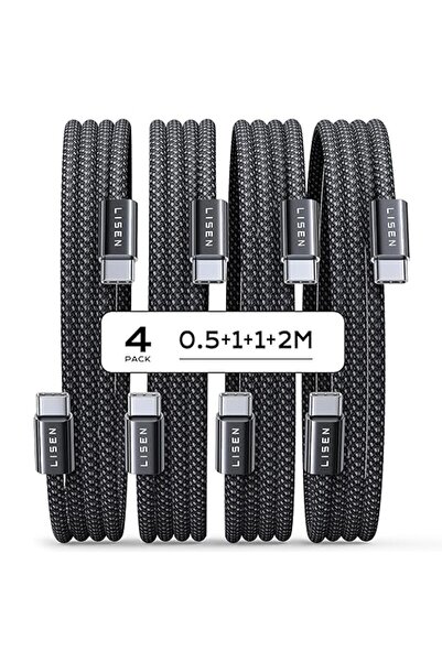 lisenaa LISEN USB C to USB C Cable, 4-Pack [0.5 m 1 m 1 m 2 m] for iPhone 17 ...