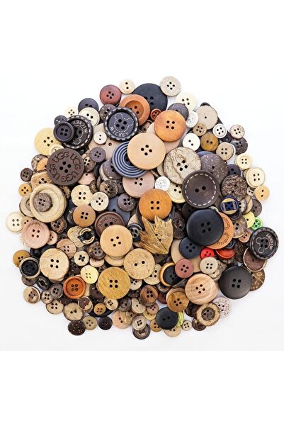 MAKINGTEC Assorted Sizes Wooden Buttons Mixed Colors Coconut Shell Wood Handm...