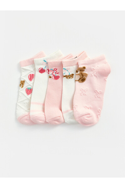 LC Waikiki Lcw Kids Ecru Patterned Girls' Booties Socks with Nevavm Difference