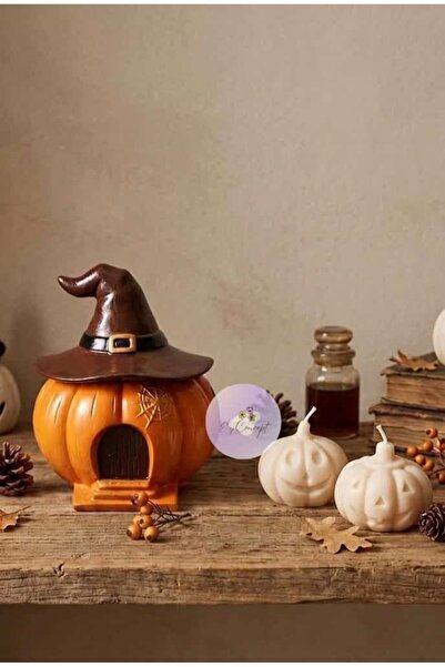 eydesignshome 3'lü hallowen kabaklar kutu ve mum seti