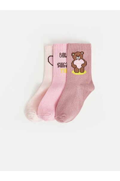 LC Waikiki Nevavm Lcw Eco Lilac Printed Girls' Socks with a Difference