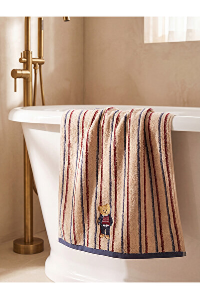LC Waikiki Alita City Farkıyla Lcw Home Ecru Curly Striped 70X140 cm Bath Towel