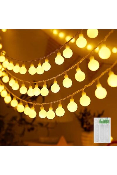 Generic أضواء كروية MUHEMY بطول 10 أمتار، أضواء LED تعمل بالبطارية للاستخدام ...