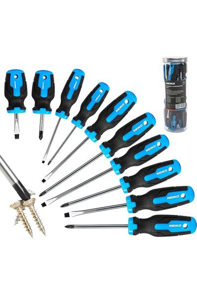 NEİKO 01378A Magnetic Screwdriver Set | 10 Piece | Phillips & Flathead | Heat...