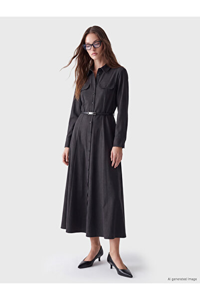 LC Waikiki TexX Store Kalitesi LCW Modest Gri Düz Standart & Regular Gömlek Y...