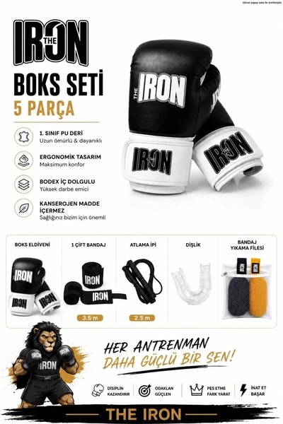 Theiron 5 Piece Boxing Set - Boxing Gloves + 3.5m Bandage + Jump Rope + Mouth...