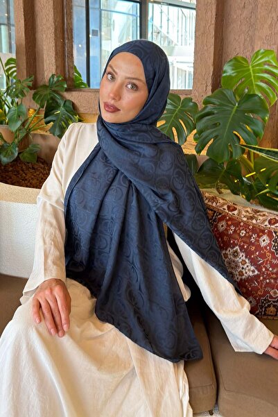 lamelif شال جي جي بنمط أيروبين فلوش جاكار باللون النيلي