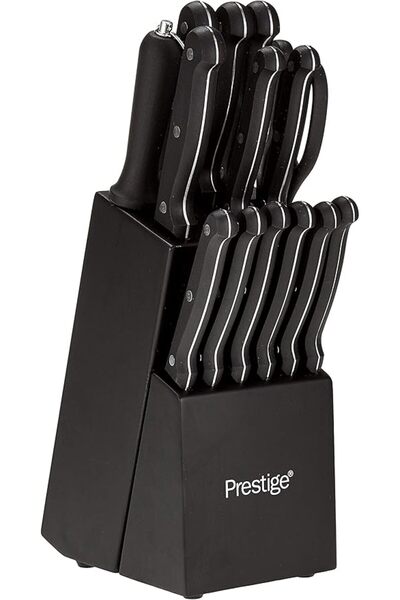 Prestige Stainless Steel Knife Block 15 piece set- Japanese Blades,Dishware S...