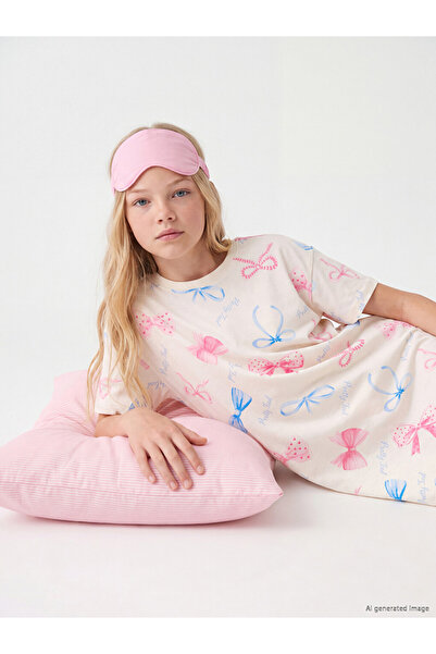 LC Waikiki Rmz Gi̇yi̇m Farkiyla Printed Girls' Nightgown