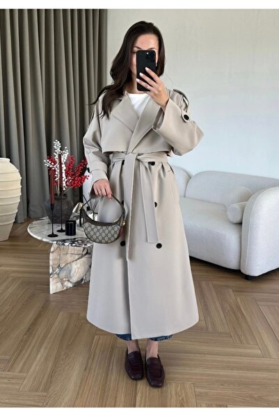 EFİL Premium Oversize Trençkot -Taş Rengi