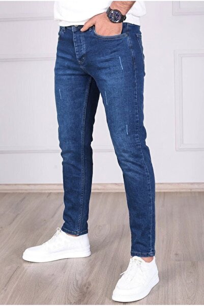 ElitWear Erkek Likralı Slim Fit Lazerli Kot Pantolon