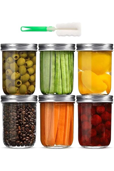 ALMEKAQUZ 8oz Wide Mouth Mason Jars with Lids[6 Pcs], Glass Canning Jars With...