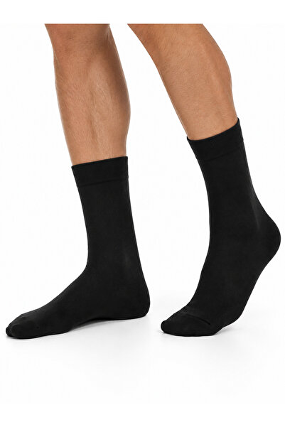 Genel Markalar Caglar Socks Erkek Pamuklu Klasik Düz Siyah Çorap 10'lu