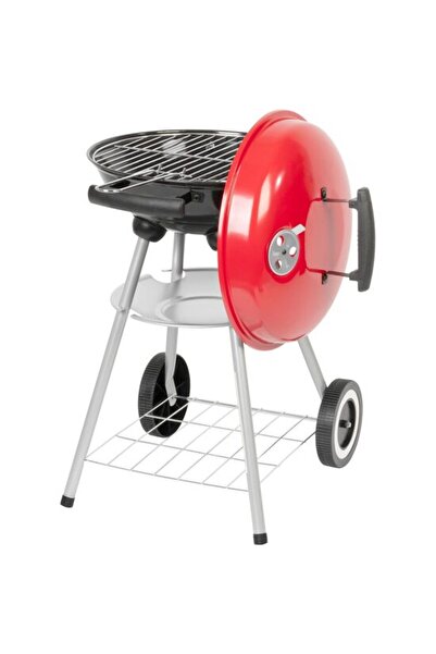 Solplant Gratar gradina cu carbuni, grill rotund, cu roti, capac, rafturi, 34...