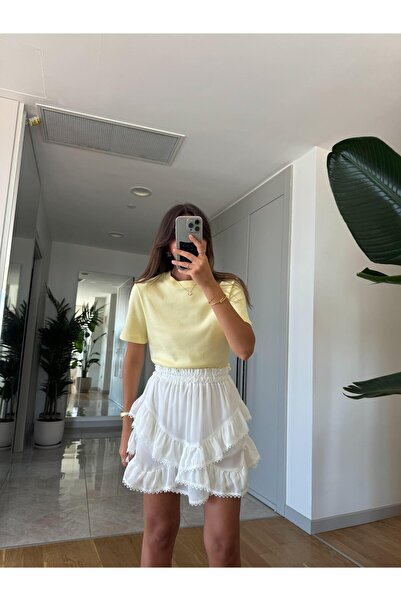 MERVE AKSOY Cs Premium Pamuklu Tişört- Sarı