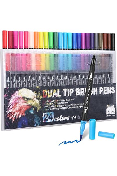 TERRIFI 24 Acrylic Paint Marker Pens Set, Dual Tip (Fine & Brush), Waterproof...