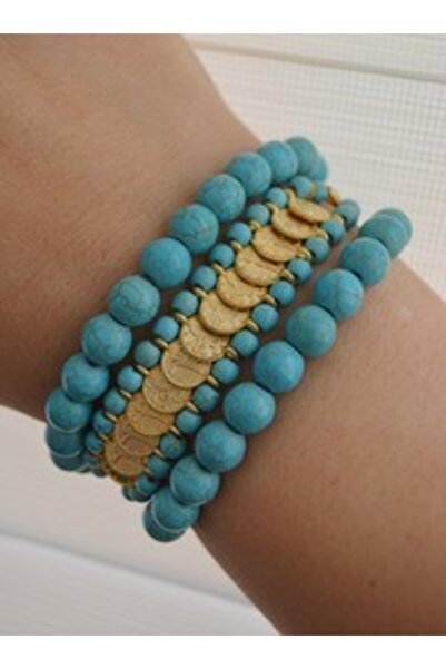 Stoneage Turquoise Stone Bracelet Set - Multi-Colored