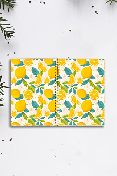Paytak Moda Lemon Patterned A5 Spiral Colorful Notebook 45 Sheets 90 Pages 30...
