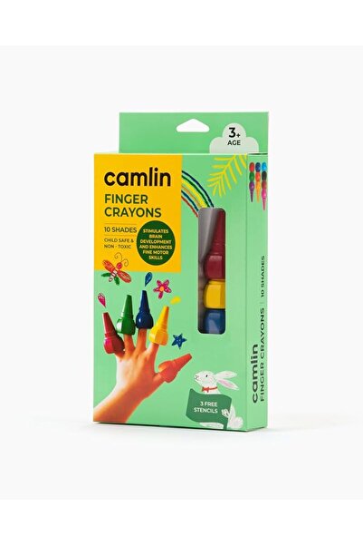 Camlin Finger Crayons 10 Shades 3 Free Stencils-4410947