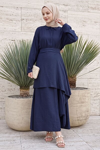InStyle Navy Blue Ayrobin Dress with Waist Tie