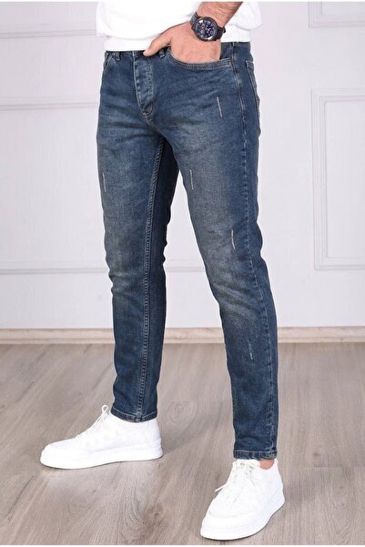 ElitWear Erkek Likralı Slim Fit Lazerli Kot Pantolon