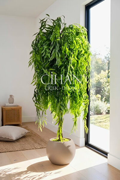 Cihan Çiçekçilik Premium 170 cm Yapay Salkım Söğüt Ağacı - 27*33 Küre Saksılı
