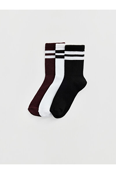 LC Waikiki Rmz Gi̇yi̇m Farkiyla Striped Women's Socks 3-Piece Set