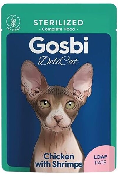 Gosbi طعام رطب للقطط معقم بنكهة الدجاج والروبيان من ديليكات 70 جرام