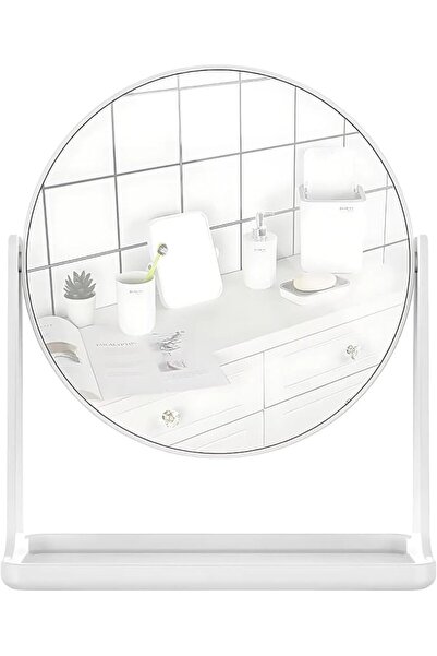 Feelings Round Makeup Mirror | White Desktop Vanity Mirror | 360° Rotating Mi...
