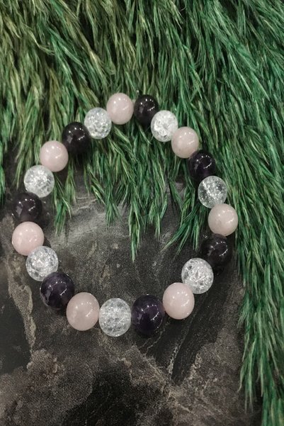 c-bhadu naturel Certified Amethyst - Pink Quartz - Necef Natural Stone Bracelet
