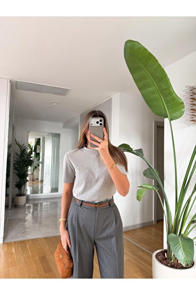 MERVE AKSOY Cs Premium Cotton T-Shirt - Gray