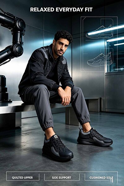 ArabTread Comfort Lace‑Up Men Daily Sneakers, Shock‑Absorbing Thick Sole Urba...