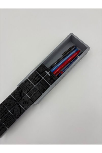 printecs.co Star Wars Death Star Surface Design Gray Magnetic Pencil Case