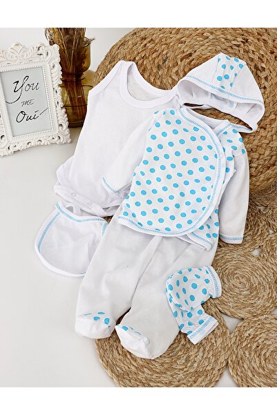 MiniKids Costumas 6 piese alb-buline albastre