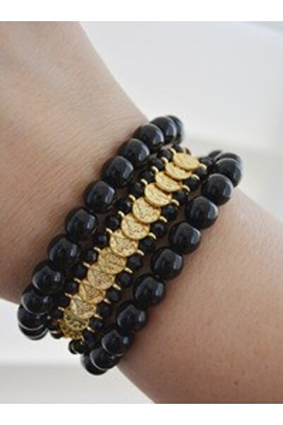 Stoneage Onyx stone bracelet set - multicolored -