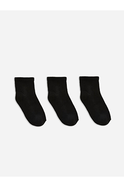 LC Waikiki Nevavm Farkıyla Lcw Kids Black Plain 3-Pack Boys' Socks