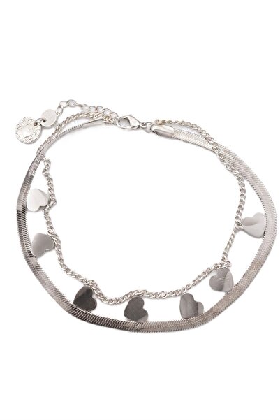 JewAksesuar Steel Anklet Silver