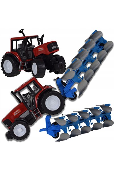 Skleplolki Tractor agricol de jucărie cu remorcă și grapă