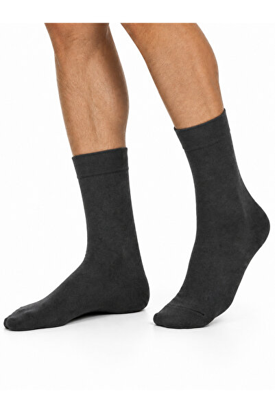 Genel Markalar Caglar Socks Erkek Pamuklu Klasik Düz Gri Çorap 10'lu