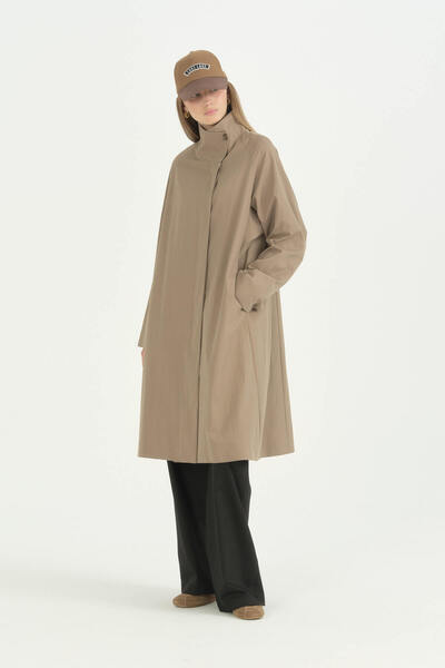 Nihan Thick Asymmetrical Collar Cap - Mink