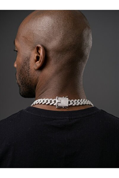 Generic Brand Men's Premium Iced-Out Cuban Link Chain Necklace with Pave Clasp