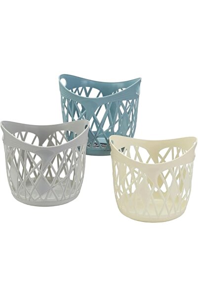 Lawazim Web Basket Set of 3 Piece - 25x23.5cm - Multicolor Bins with Porous D...