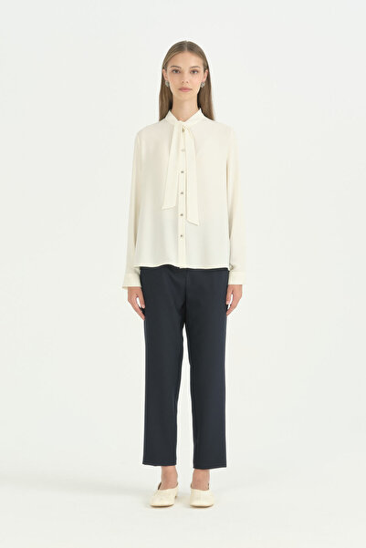 Nihan Collared Scarf Shirt - Ecru