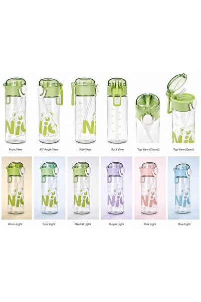 Generic Brand Kids Sports Water Bottle with Straw 650 ml, Multicolor