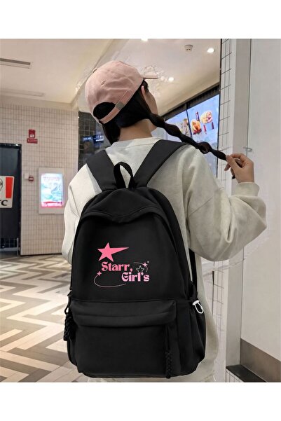 Minga London Black Starr Girl Printed School, Class, Course Backpack