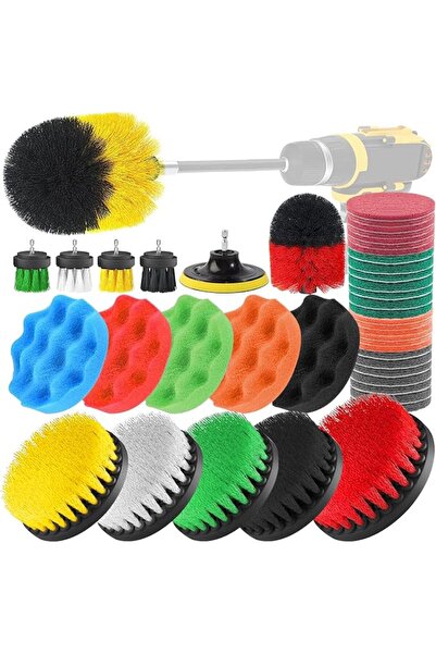 GENERAL 44Pcs Drill Brush Attachment Set，Power Scrubber Brush with Extend Lon...