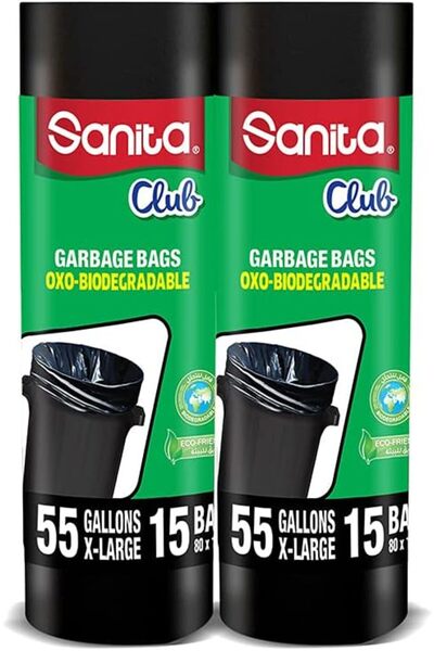 Sanita Club GARBAGE BAGS BIODEGRADABLE 55 Gallons 30 BAGS