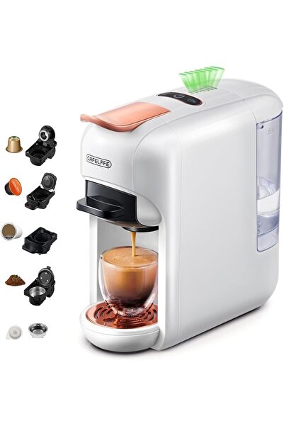 Cafelffe MK-606 5-in-1 Capsule Coffee Machine with 19 Bar Pressure, Hot/Cold ...